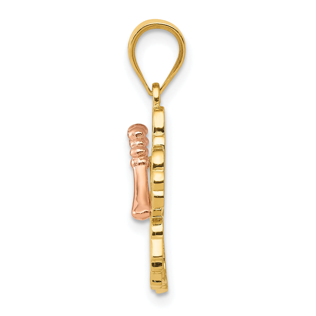 14k Yellow and Rose Gold Hibiscus Flower Pendant-K4829