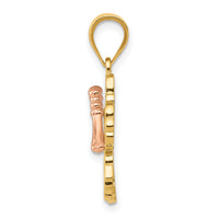 14k Yellow and Rose Gold Hibiscus Flower Pendant-K4829