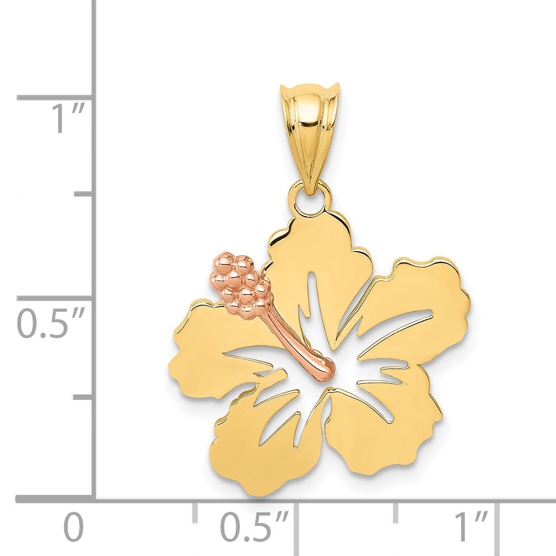 14k Yellow and Rose Gold Hibiscus Flower Pendant-K4829