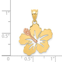 14k Yellow and Rose Gold Hibiscus Flower Pendant-K4829