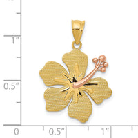14k Two-tone Yellow/Rose Hibiscus Charm-K4830