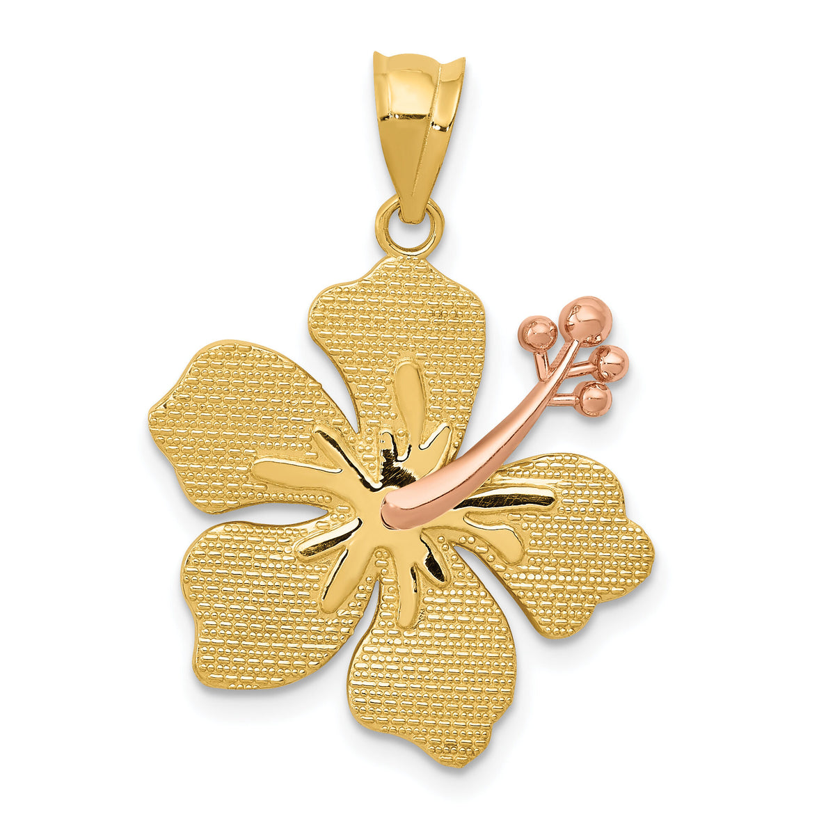 14k Two-tone Yellow/Rose Hibiscus Charm-K4830