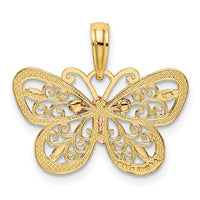 14k Two-tone w/White Rhodium Diamond-cut Butterfly Pendant-K4832
