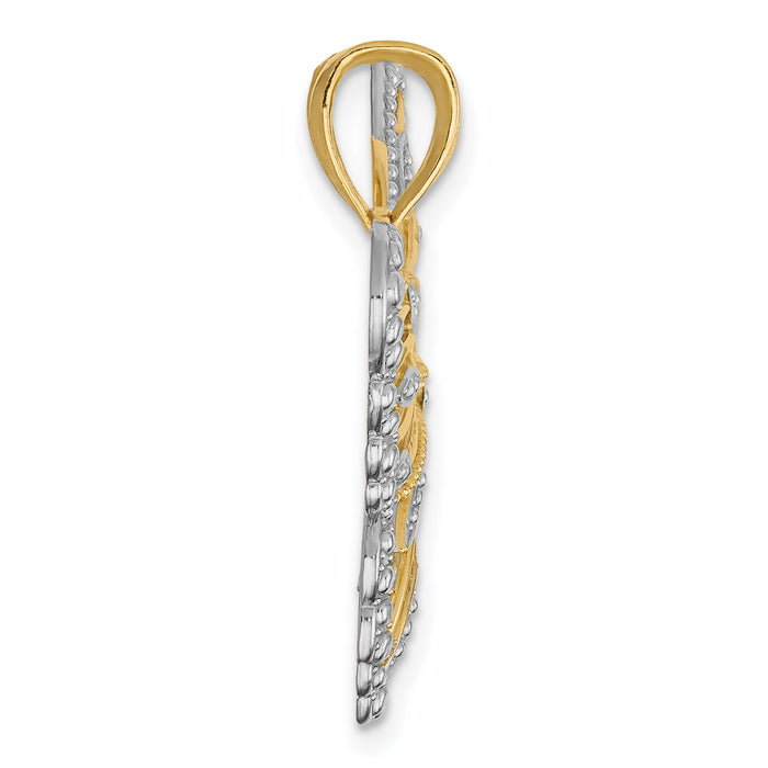 14k and Rhodium Butterfly Pendant-K4834
