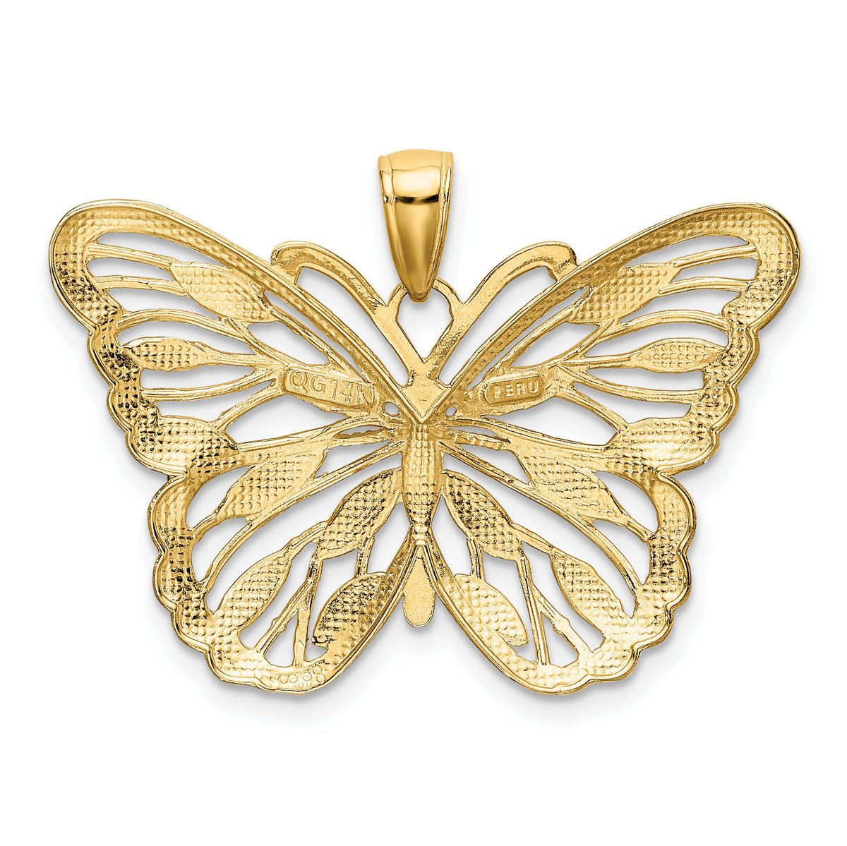 14k and Rhodium Butterfly Pendant-K4834