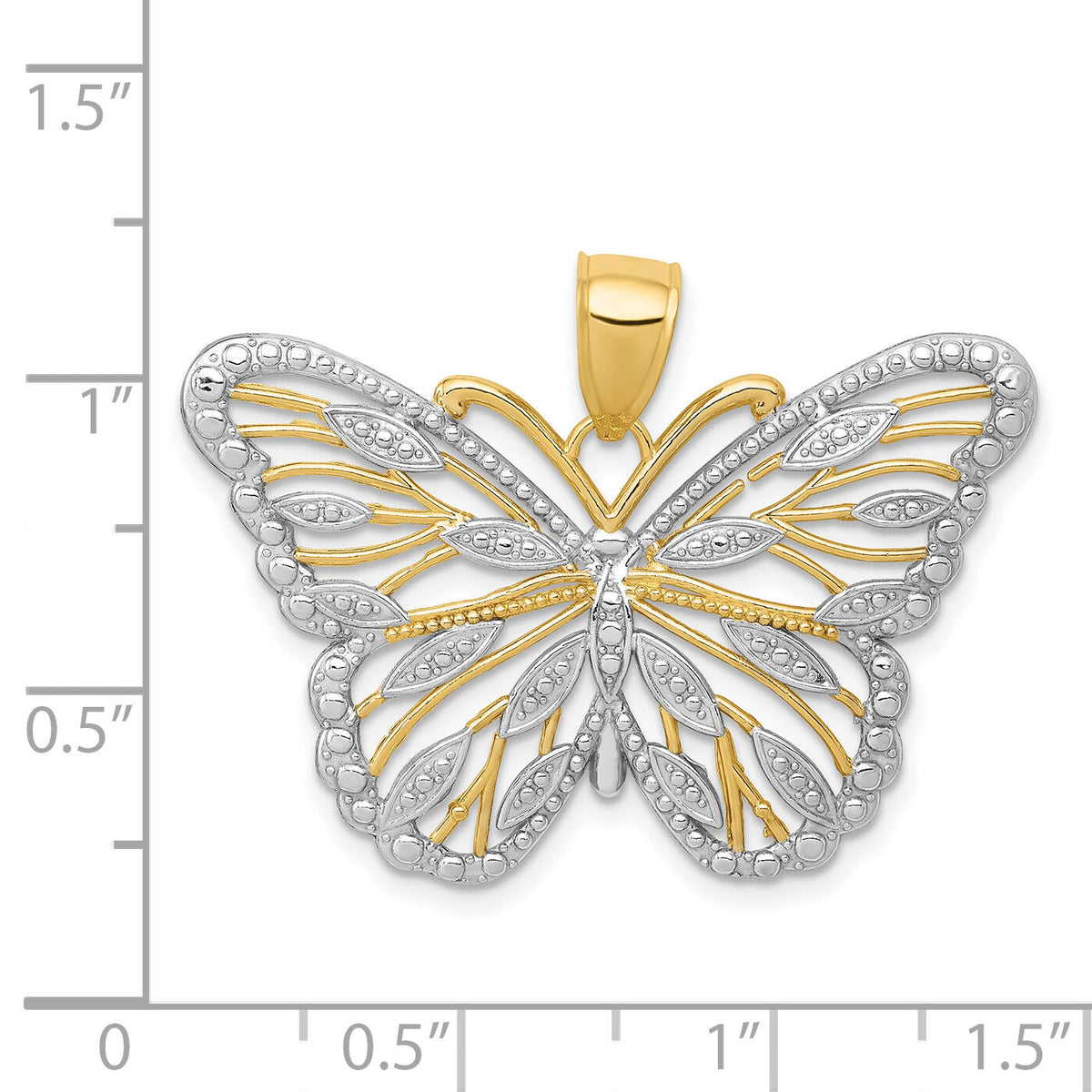 14k and Rhodium Butterfly Pendant-K4834