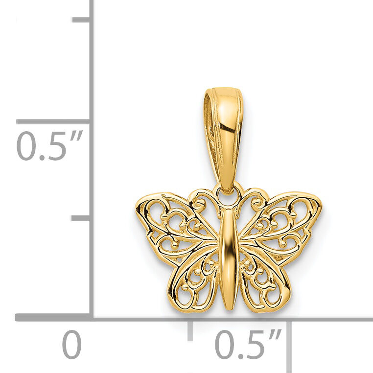 14k Polished Filigree Butterfly Charm-K4839