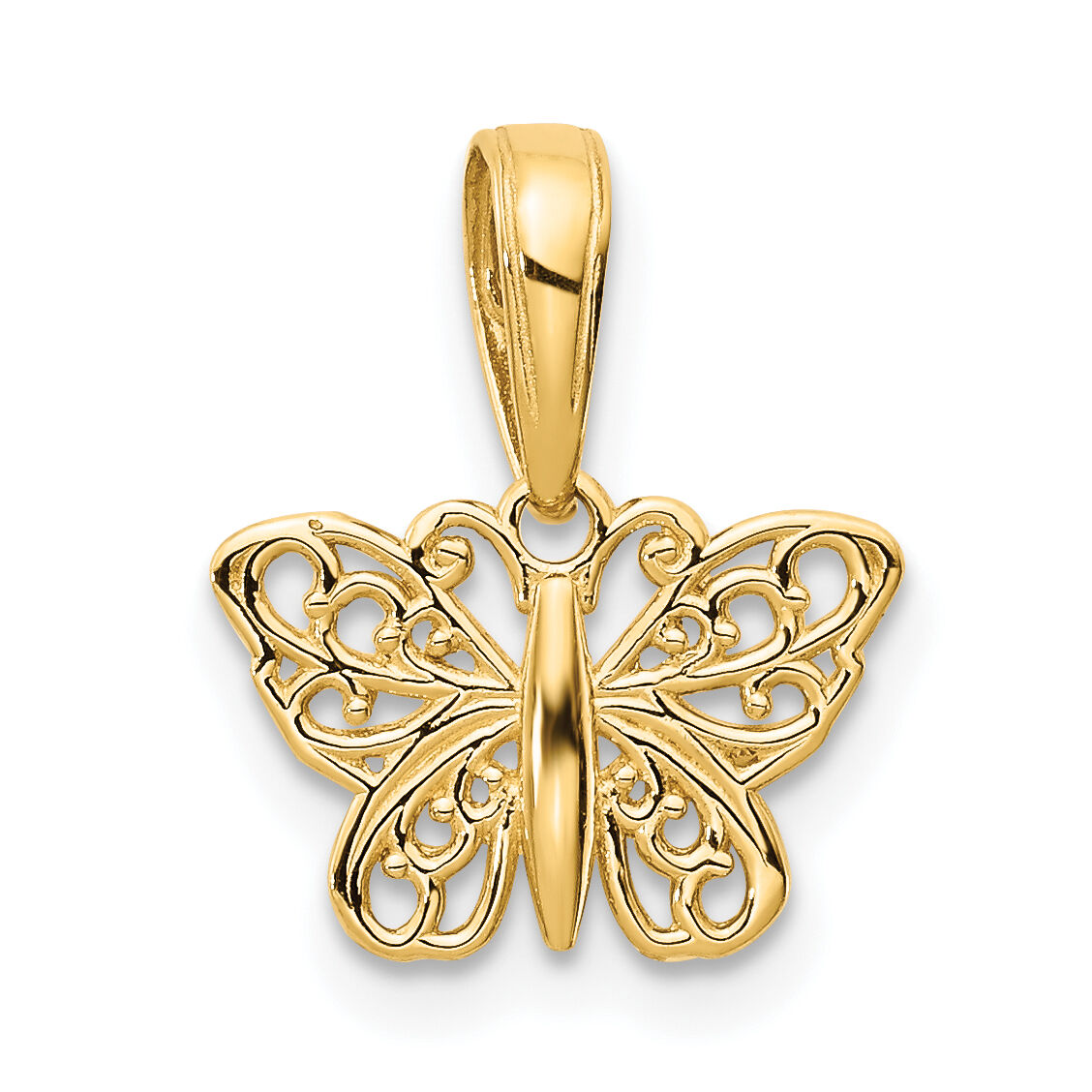 14k Polished Filigree Butterfly Charm-K4839