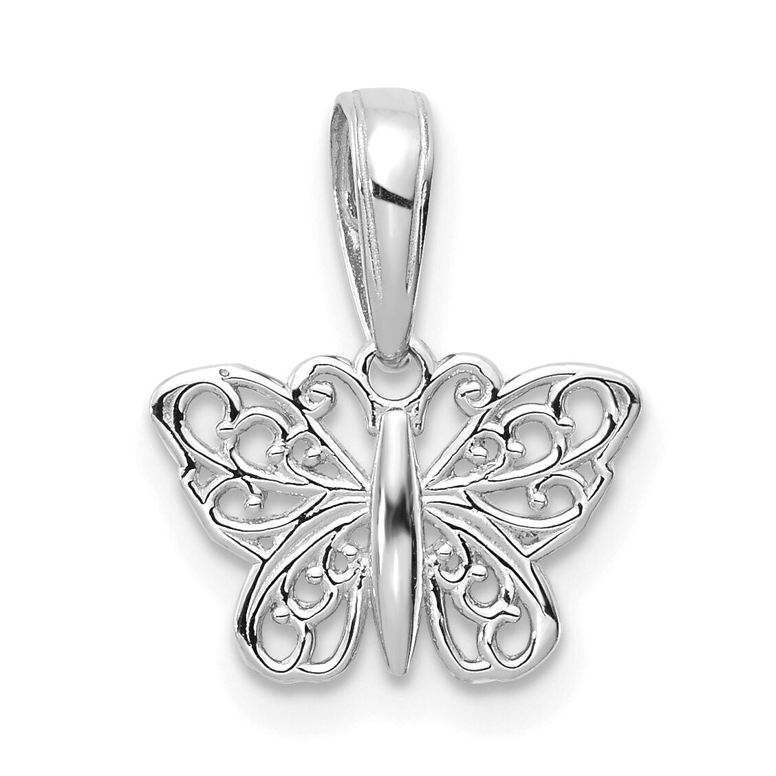 14k White Gold Polished Filigree Butterfly Charm-K4839W