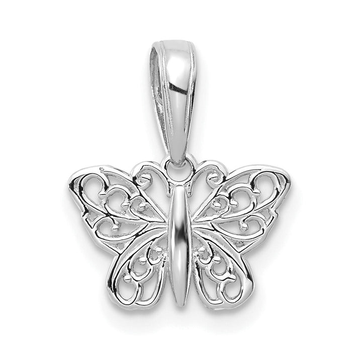 14k White Gold Polished Filigree Butterfly Charm-K4839W