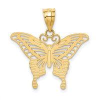14k and Rhodium Diamond-cut Butterfly Pendant-K4841