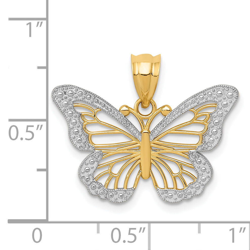 14k w/ Rhodium Butterfly Pendant-K4845