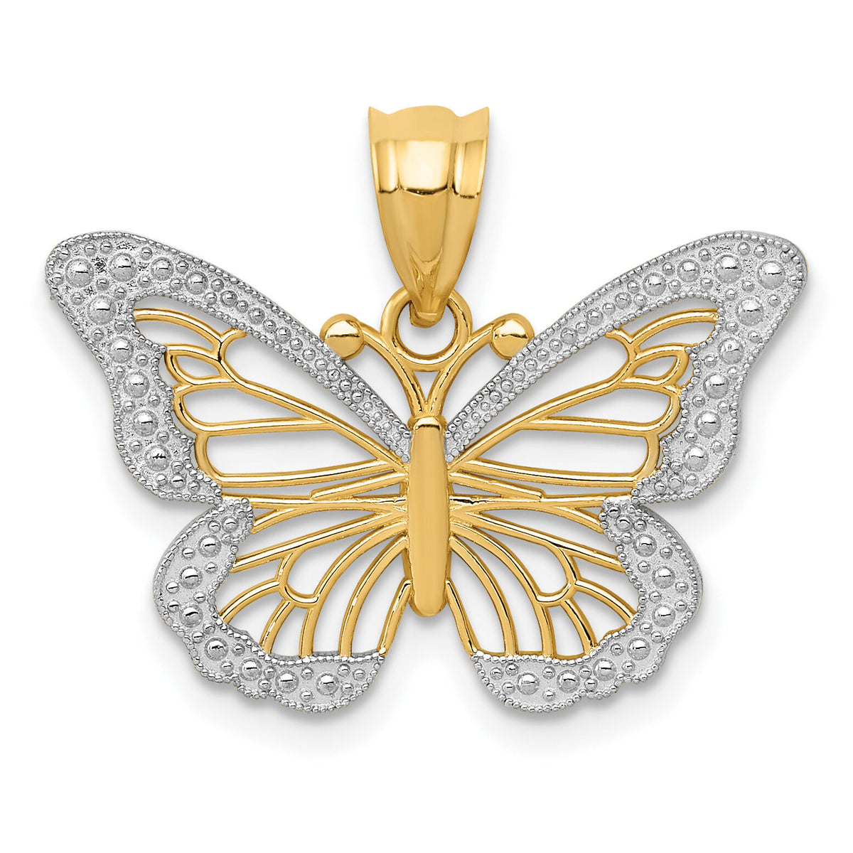 14k w/ Rhodium Butterfly Pendant-K4845