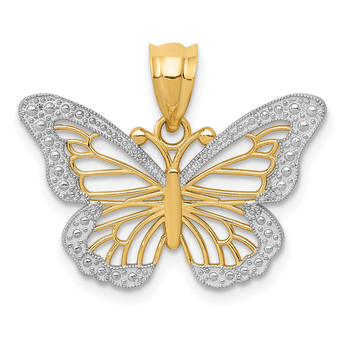 14k w/ Rhodium Butterfly Pendant-K4845