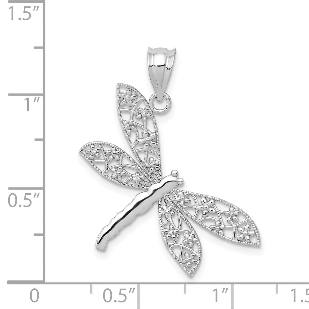 14k White Gold Filigree Dragonfly Pendant-K4848