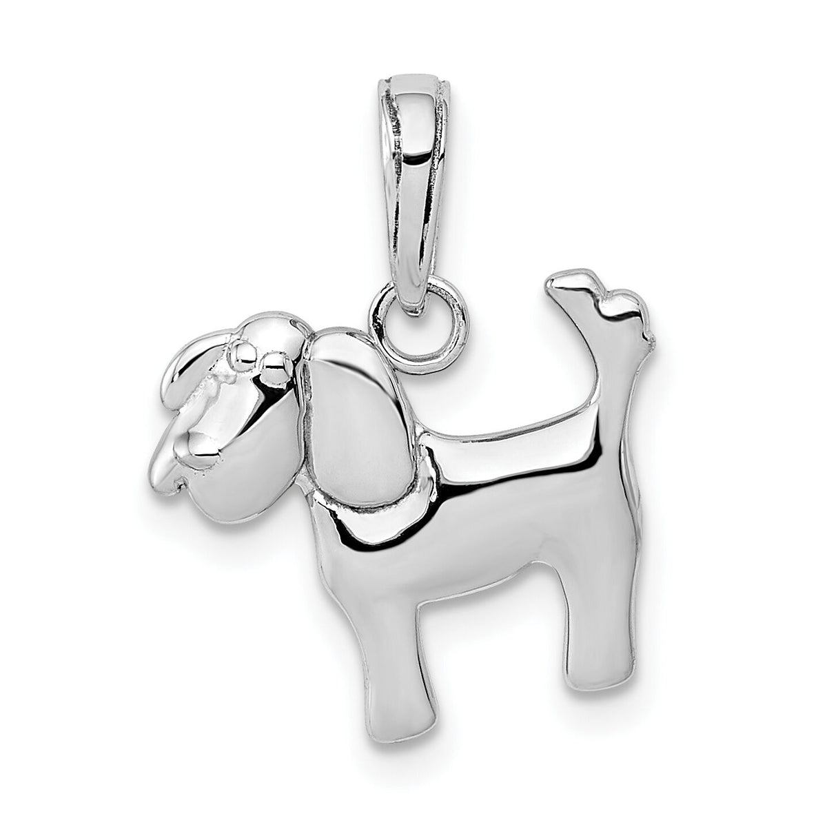 14k White Gold Polished Dog Charm-K4856W