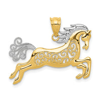 14k w/ Rhodium Filigree Horse Pendant-K4861