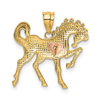 14k Yellow and Rose Gold Horse w/Heart Charm-K4862