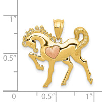 14k Yellow and Rose Gold Horse w/Heart Charm-K4862