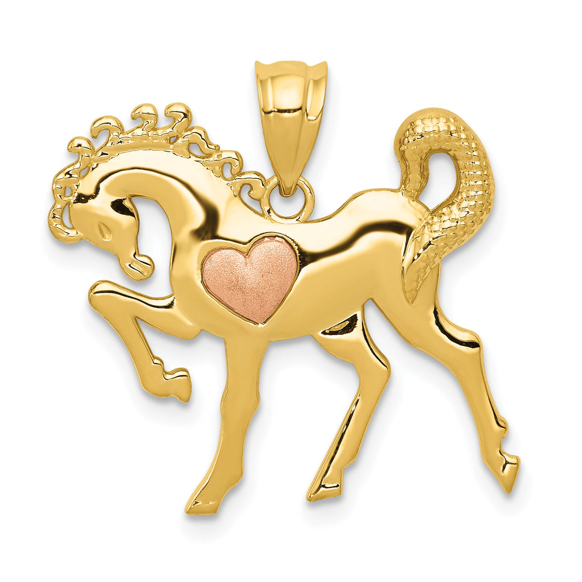 14k Yellow and Rose Gold Horse w/Heart Charm-K4862