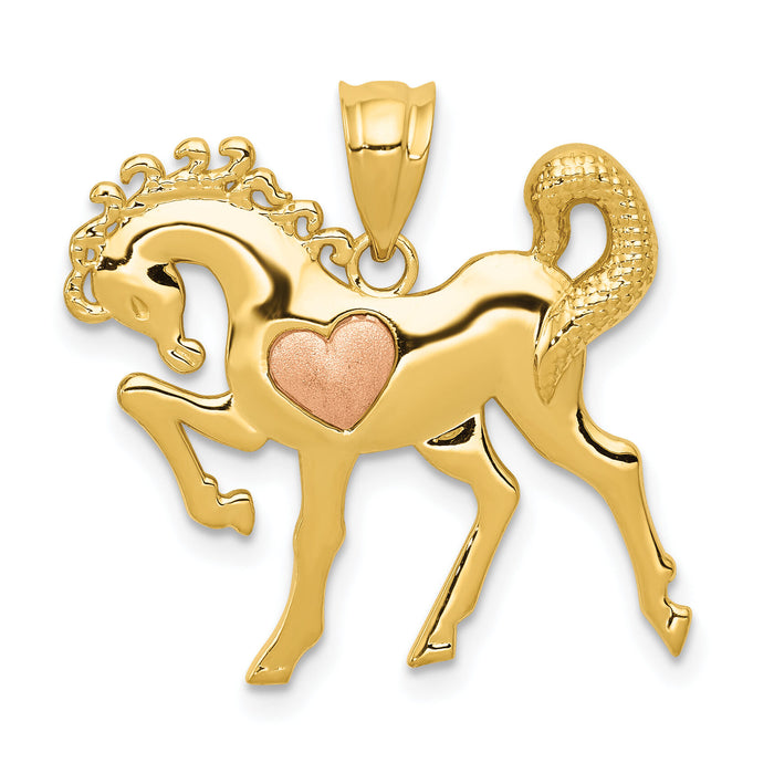 14k Yellow and Rose Gold Horse w/Heart Charm-K4862
