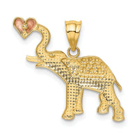 14k Two-tone w/White Rhodium Elephant w/Heart Pendant-K4864