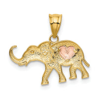14k Yellow and Rose Gold Elephant w/Heart Charm-K4865