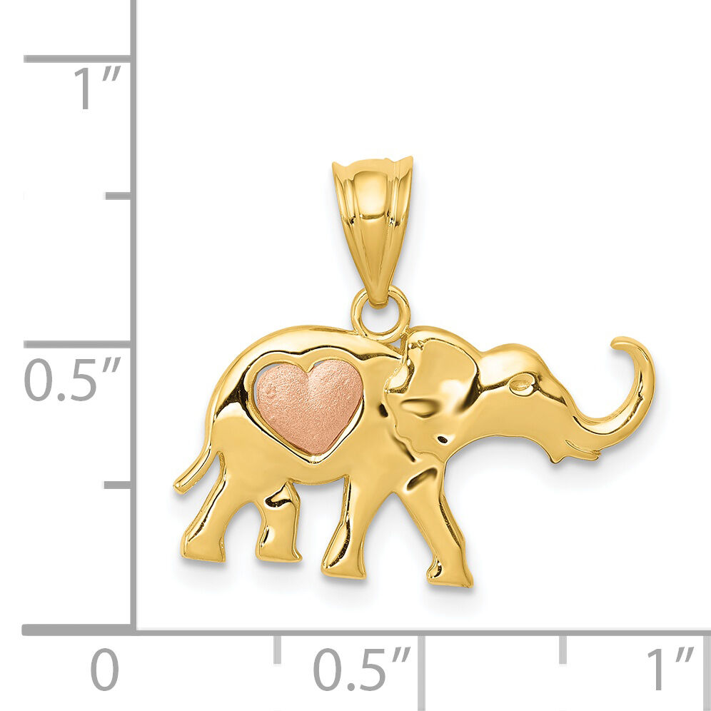 14k Yellow and Rose Gold Elephant w/Heart Charm-K4865