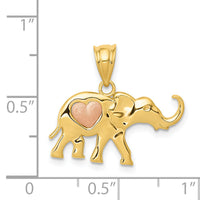 14k Yellow and Rose Gold Elephant w/Heart Charm-K4865