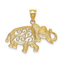 14k Filigree Elephant Pendant-K4866