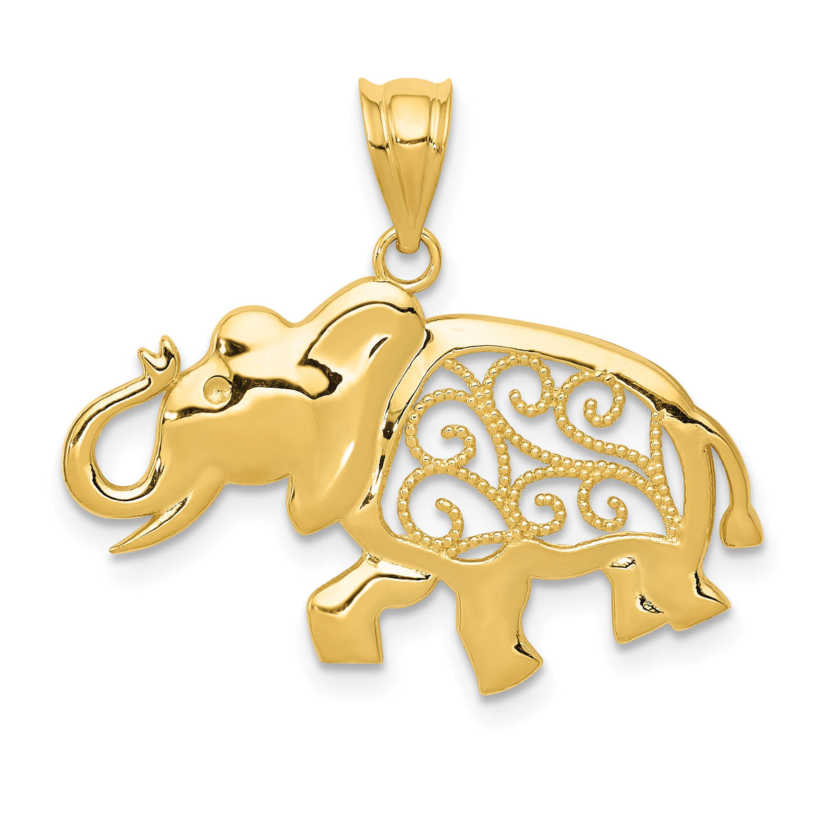 14k Filigree Elephant Pendant-K4866