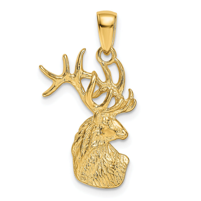 14k Polished Deer Head Charm-K4870
