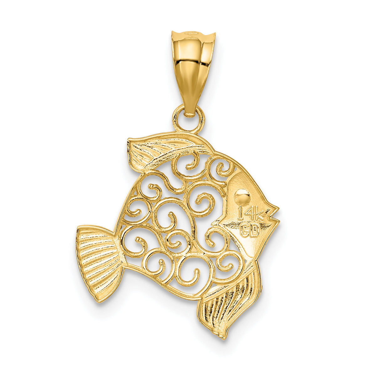 14k Filigree Fish Pendant-K4872