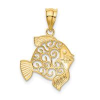 14k Filigree Fish Pendant-K4872
