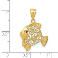 14k Filigree Fish Pendant-K4872