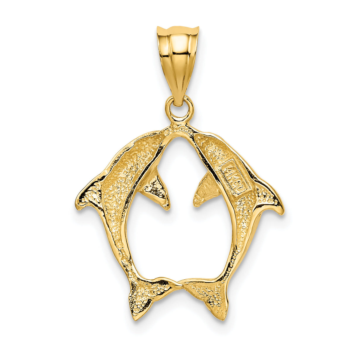 14k Two Dolphins Pendant-K4874