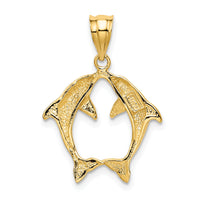 14k Two Dolphins Pendant-K4874