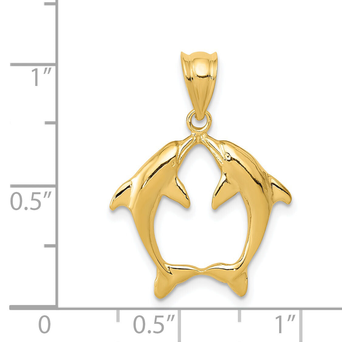 14k Two Dolphins Pendant-K4874