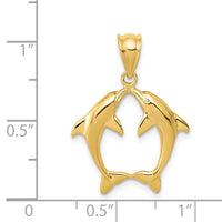 14k Two Dolphins Pendant-K4874