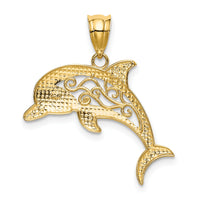 14k Filigree Dolphin Pendant-K4877