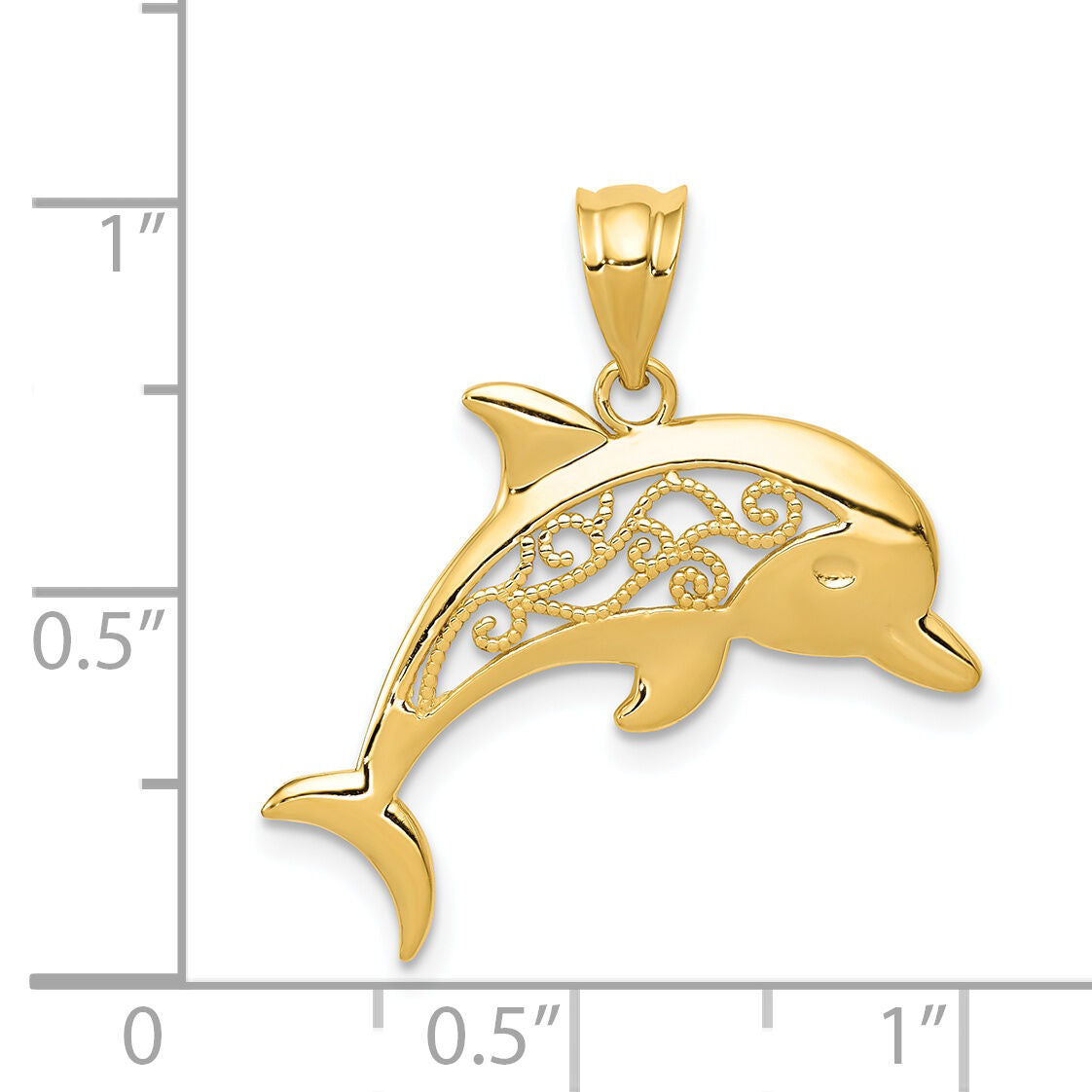 14k Filigree Dolphin Pendant-K4877