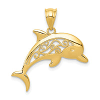 14k Filigree Dolphin Pendant-K4877