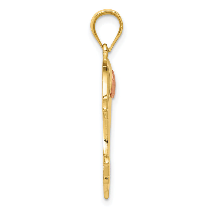 14k Two Tone Dolphin w/Heart Pendant-K4878