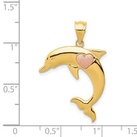 14k Two Tone Dolphin w/Heart Pendant-K4878