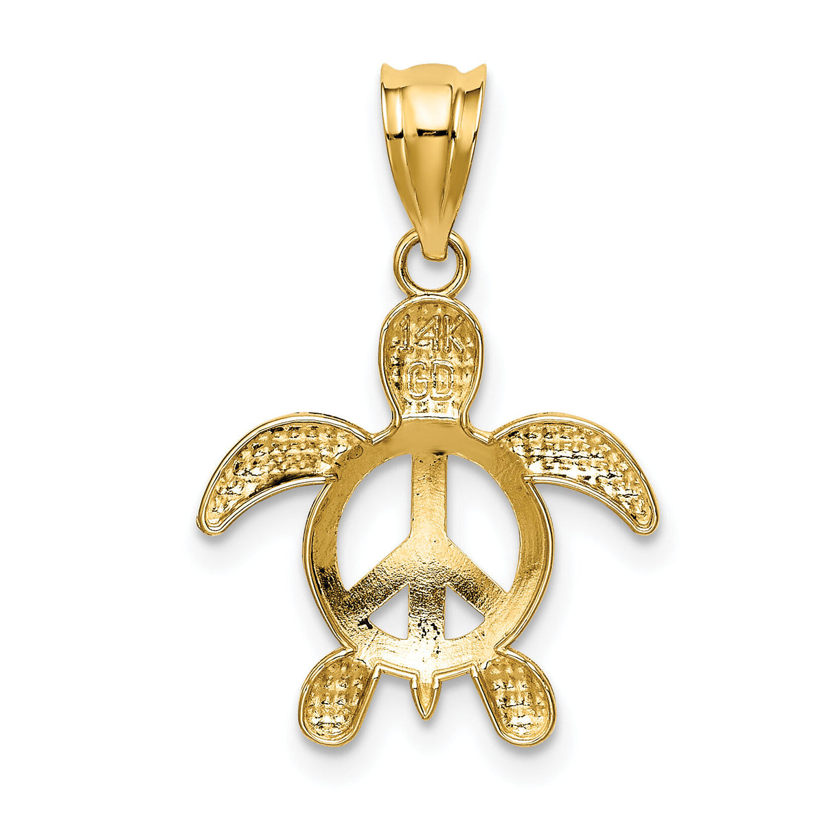 14k Peace Turtle Pendant-K4879