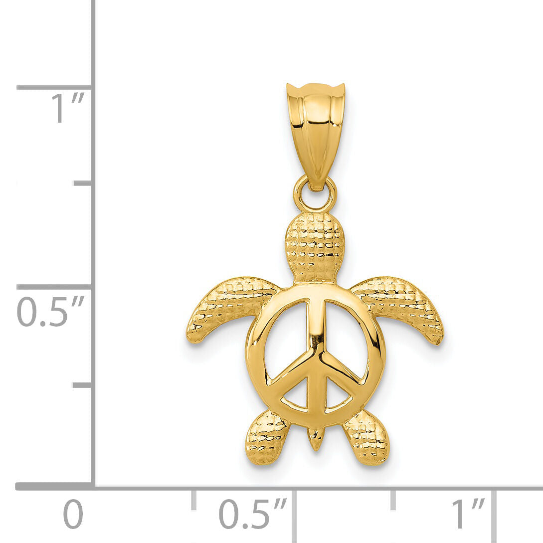 14k Peace Turtle Pendant-K4879