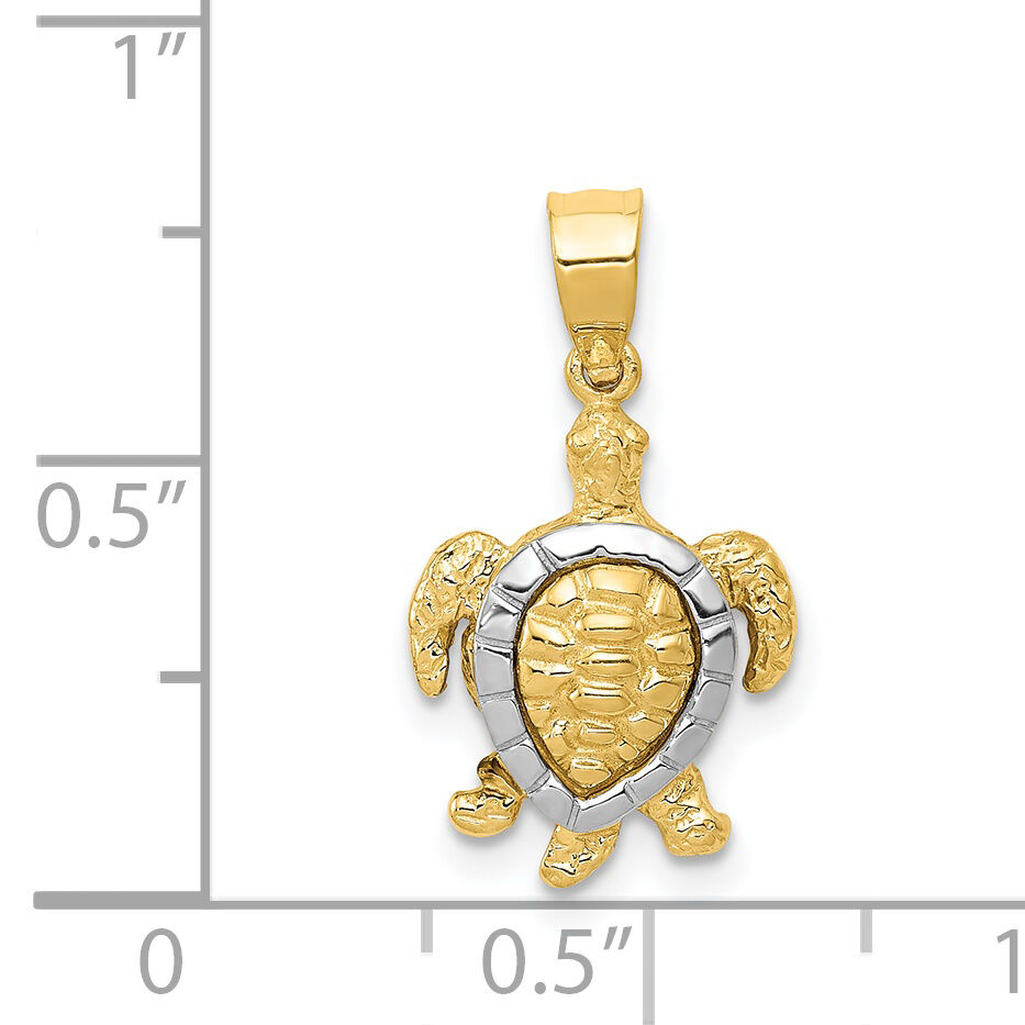 14K Two-tone Gold Turtle Charm-K4880
