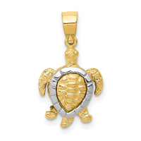 14K Two-tone Gold Turtle Charm-K4880