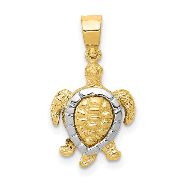 14K Two-tone Gold Turtle Charm-K4880