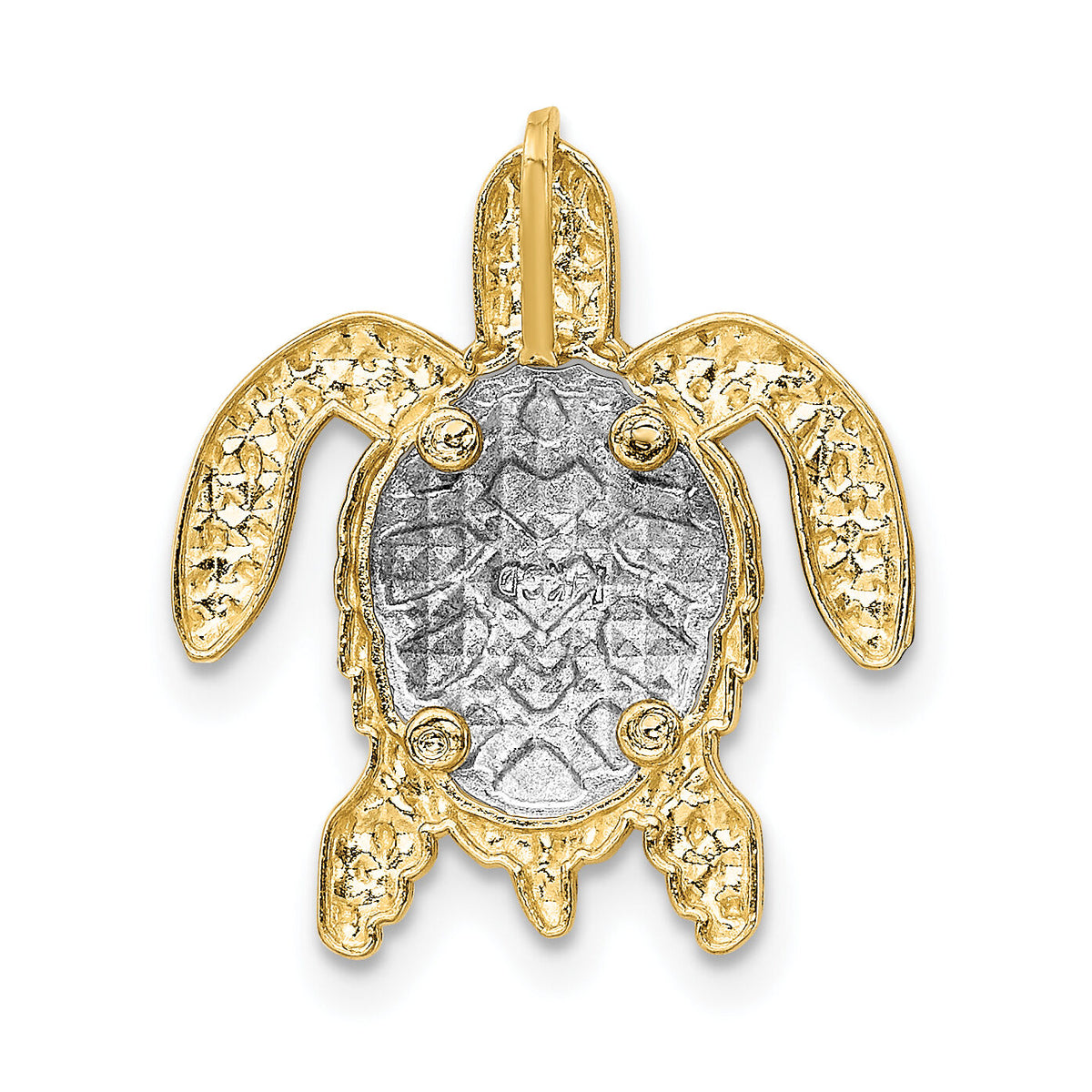 14K Two-Tone Turtle Pendant Slide-K4881